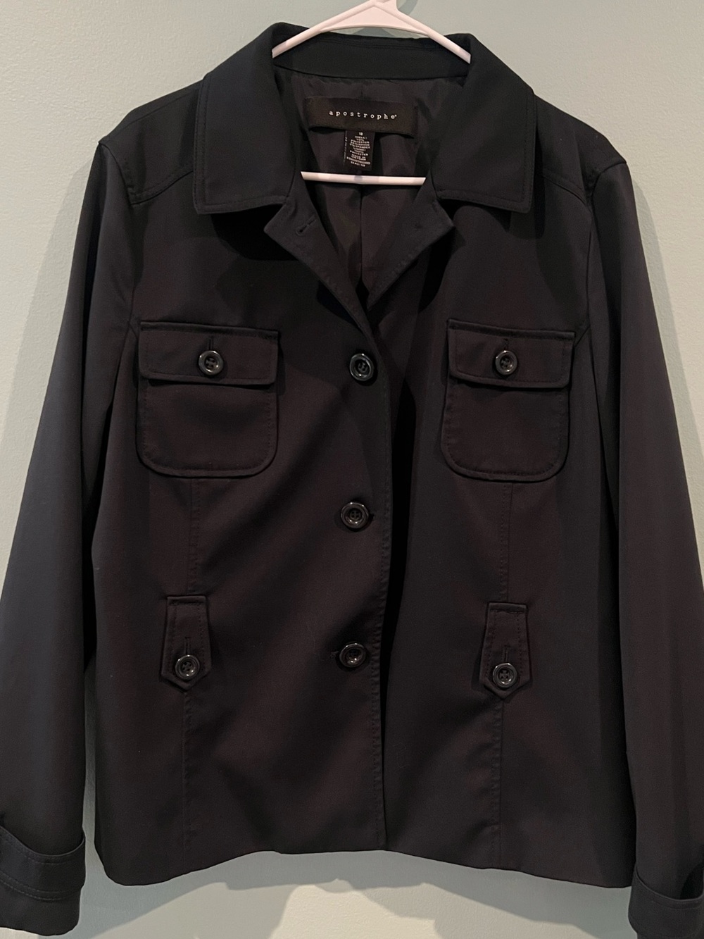 Apostrophe Black Button-Front Utility Jacket